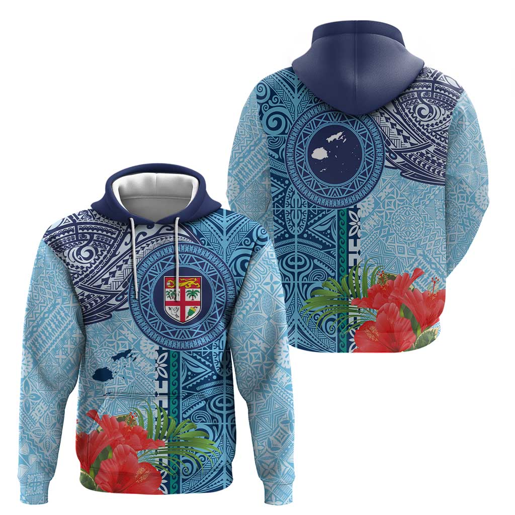 Fiji Day Hoodie Tapa Pattern and Hibiscus Flower LT03 - Polynesian Pride