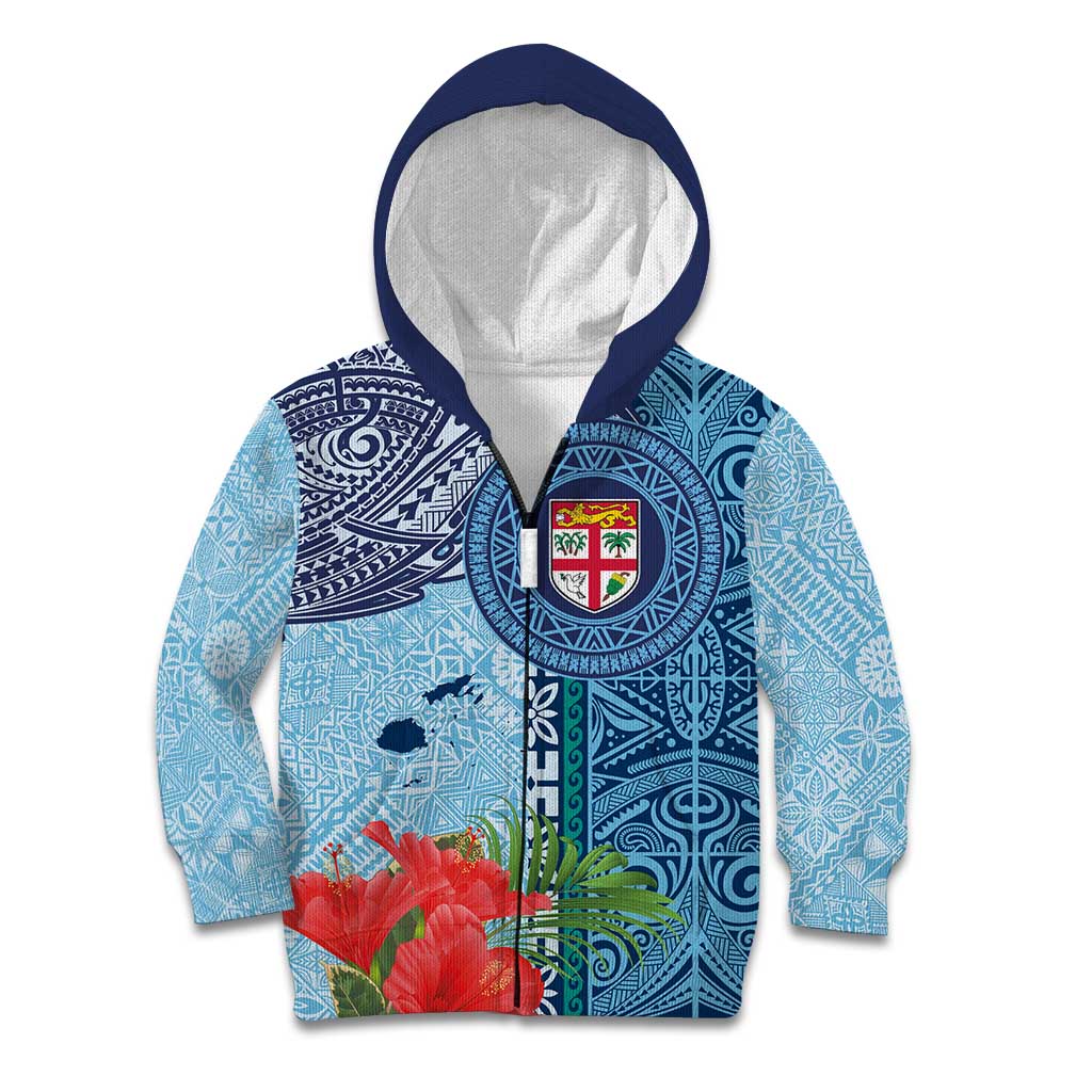 Fiji Day Kid Hoodie Tapa Pattern and Hibiscus Flower