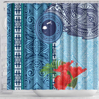 Fiji Day Shower Curtain Tapa Pattern and Hibiscus Flower