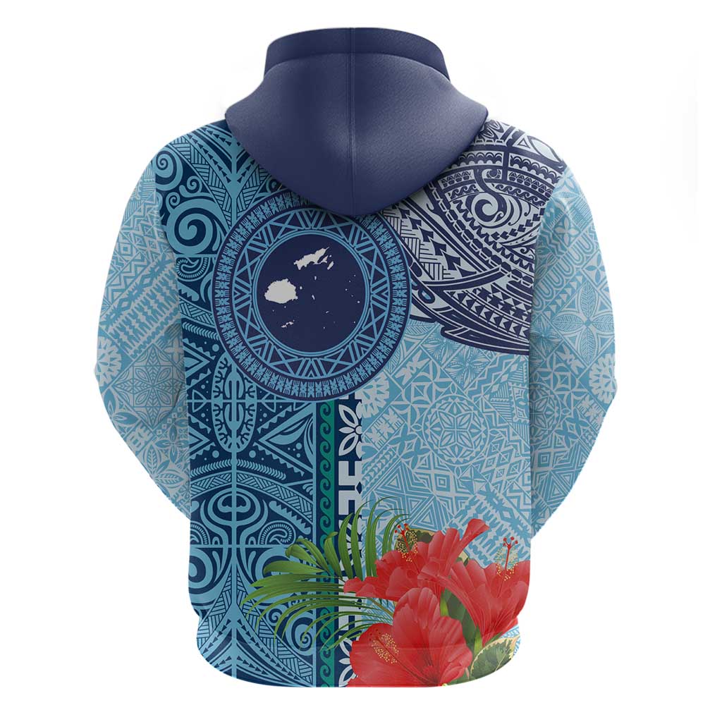 Fiji Day Zip Hoodie Tapa Pattern and Hibiscus Flower