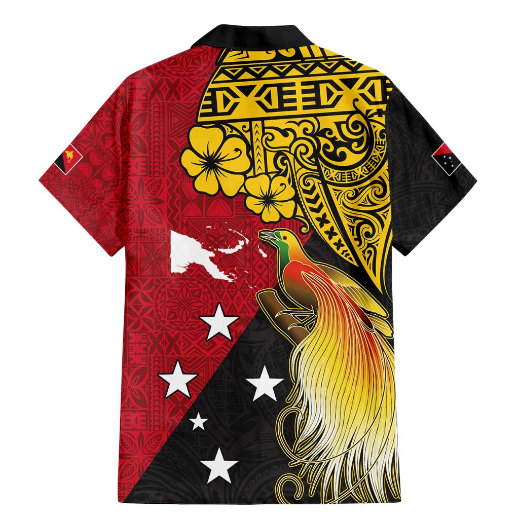 Papua New Guinea Independence Day Family Matching Mermaid Dress and Hawaiian Shirt Bird-of-Paradise with Map and Polynesian Pattern