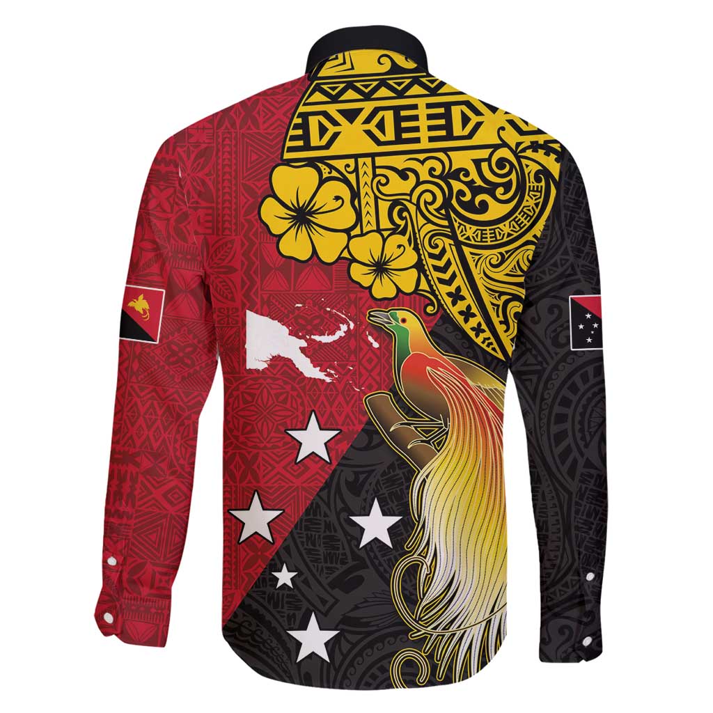 Papua New Guinea Independence Day Family Matching Off Shoulder Short Dress and Hawaiian Shirt Bird-of-Paradise with Map and Polynesian Pattern LT03 - Polynesian Pride