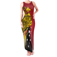 Papua New Guinea Independence Day Family Matching Tank Maxi Dress and Hawaiian Shirt Bird-of-Paradise with Map and Polynesian Pattern
