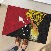 Papua New Guinea Independence Day Rubber Doormat Bird-of-Paradise with Map and Polynesian Pattern