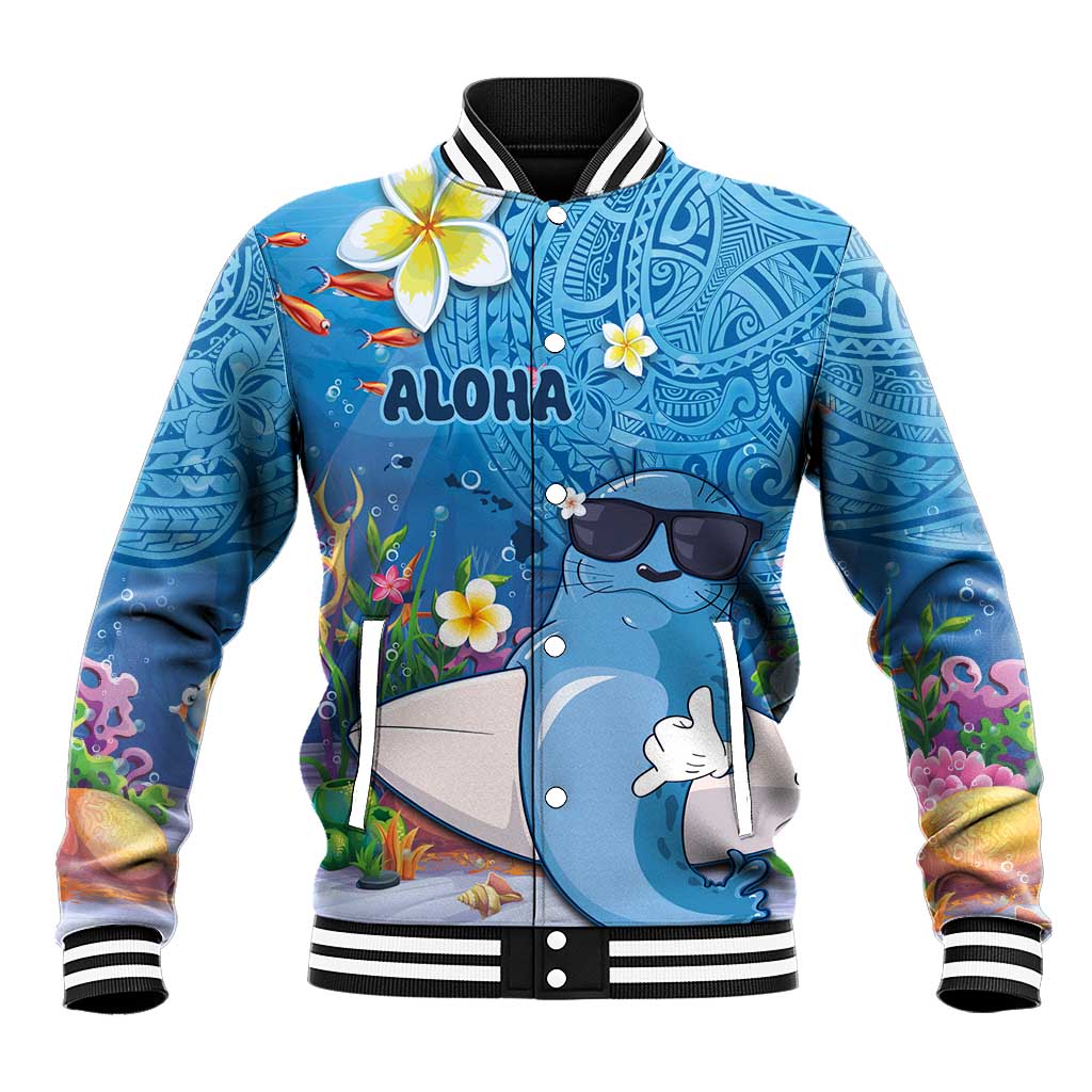 Aloha Hawaiian Monk Seal Baseball Jacket Polynesian Tattoo The Ocean and Undersea Vibe