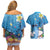 Aloha Hawaiian Monk Seal Couples Matching Off Shoulder Short Dress and Hawaiian Shirt Polynesian Tattoo The Ocean and Undersea Vibe