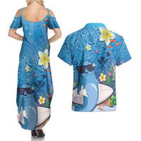 Aloha Hawaiian Monk Seal Couples Matching Summer Maxi Dress and Hawaiian Shirt Polynesian Tattoo The Ocean and Undersea Vibe