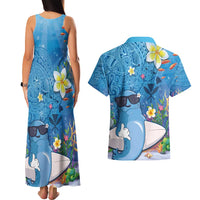 Aloha Hawaiian Monk Seal Couples Matching Tank Maxi Dress and Hawaiian Shirt Polynesian Tattoo The Ocean and Undersea Vibe