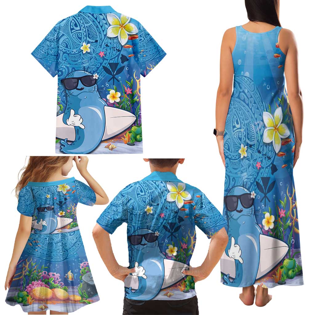 Aloha Hawaiian Monk Seal Family Matching Tank Maxi Dress and Hawaiian Shirt Polynesian Tattoo The Ocean and Undersea Vibe