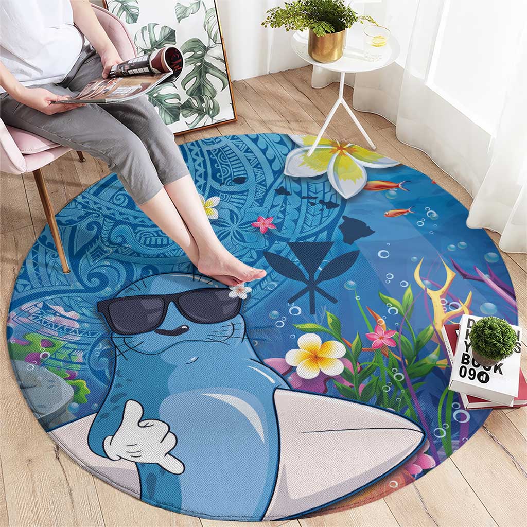 Aloha Hawaiian Monk Seal Round Carpet Polynesian Tattoo The Ocean and Undersea Vibe LT03 - Polynesian Pride
