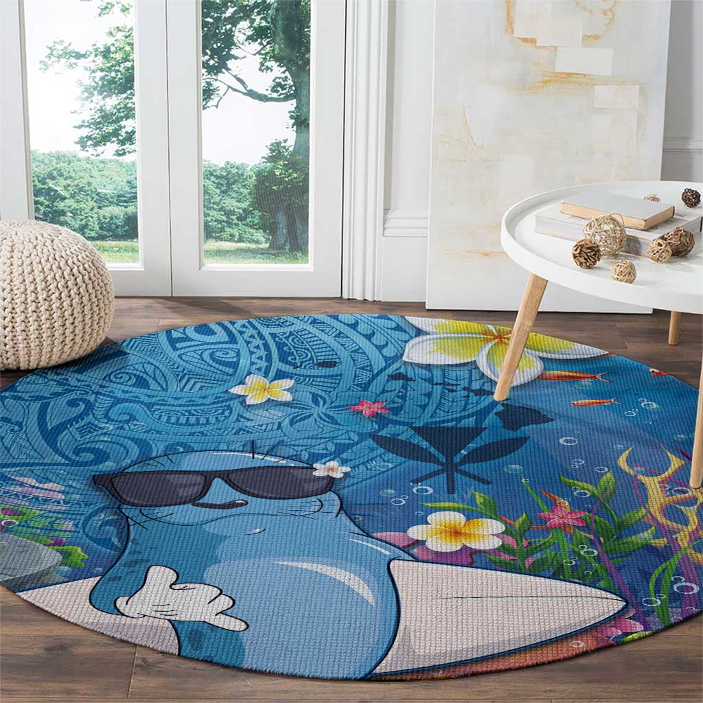 Aloha Hawaiian Monk Seal Round Carpet Polynesian Tattoo The Ocean and Undersea Vibe LT03 - Polynesian Pride