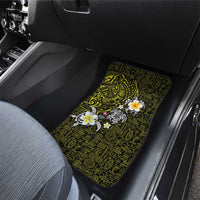 Hawaiian Turtle and Plumeria Car Mats Polynesian Tattoo and Tribal Elements Pattern Yellow Color