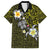Hawaiian Turtle and Plumeria Family Matching Tank Maxi Dress and Hawaiian Shirt Polynesian Tattoo and Tribal Elements Pattern Yellow Color