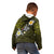 Hawaiian Turtle and Plumeria Kid Hoodie Polynesian Tattoo and Tribal Elements Pattern Yellow Color