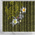 Hawaiian Turtle and Plumeria Shower Curtain Polynesian Tattoo and Tribal Elements Pattern Yellow Color