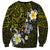 Hawaiian Turtle and Plumeria Sweatshirt Polynesian Tattoo and Tribal Elements Pattern Yellow Color
