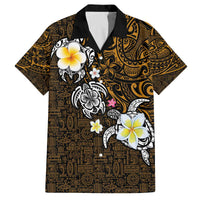 Hawaiian Turtle and Plumeria Family Matching Off The Shoulder Long Sleeve Dress and Hawaiian Shirt Polynesian Tattoo and Tribal Elements Pattern Orange Color LT03 Dad's Shirt - Short Sleeve Orange - Polynesian Pride