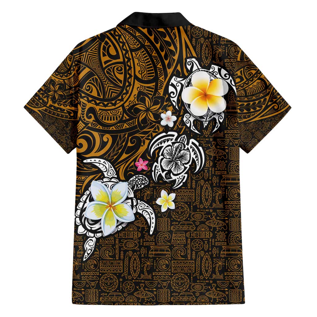 Hawaiian Turtle and Plumeria Family Matching Summer Maxi Dress and Hawaiian Shirt Polynesian Tattoo and Tribal Elements Pattern Orange Color LT03 - Polynesian Pride
