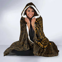 Hawaiian Turtle and Plumeria Hooded Blanket Polynesian Tattoo and Tribal Elements Pattern Orange Color LT03 - Polynesian Pride
