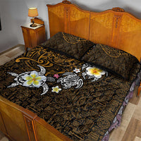 Hawaiian Turtle and Plumeria Quilt Bed Set Polynesian Tattoo and Tribal Elements Pattern Orange Color LT03 - Polynesian Pride