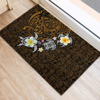 Hawaiian Turtle and Plumeria Rubber Doormat Polynesian Tattoo and Tribal Elements Pattern Orange Color LT03 - Polynesian Pride