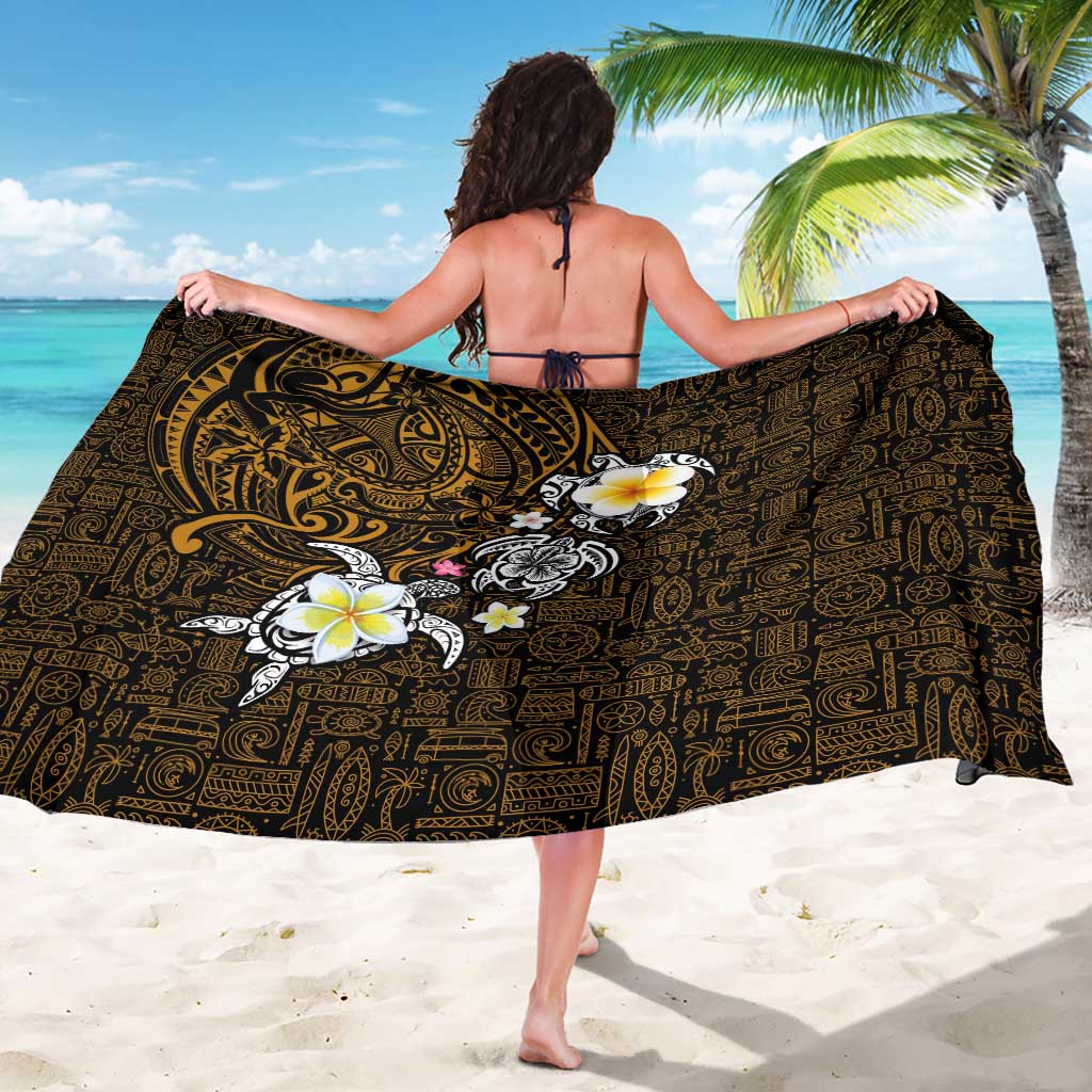 Hawaiian Turtle and Plumeria Sarong Polynesian Tattoo and Tribal Elements Pattern Orange Color LT03 - Polynesian Pride