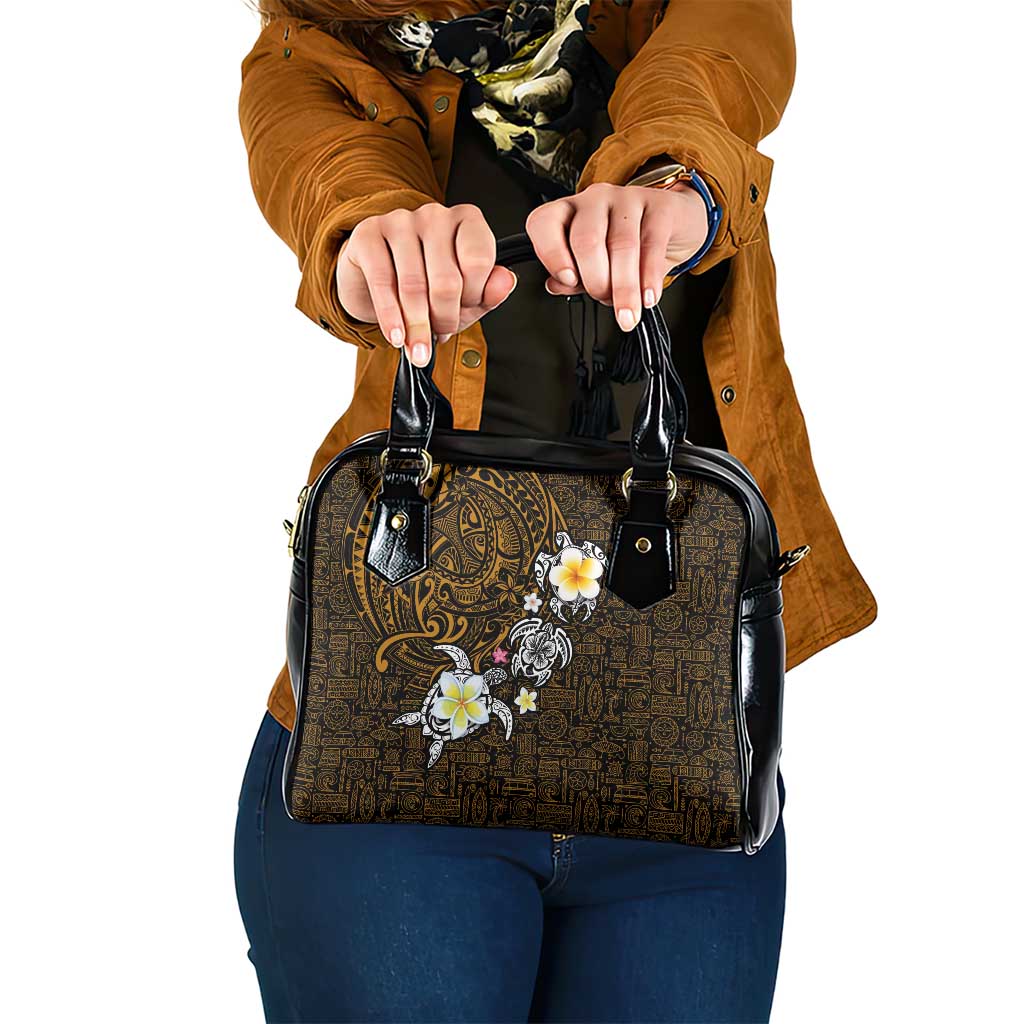 Hawaiian Turtle and Plumeria Shoulder Handbag Polynesian Tattoo and Tribal Elements Pattern Orange Color LT03 One Size Orange - Polynesian Pride
