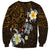 Hawaiian Turtle and Plumeria Sweatshirt Polynesian Tattoo and Tribal Elements Pattern Orange Color