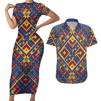 Kolose-Tuvalu Crochet Couples Matching Short Sleeve Bodycon Dress and Hawaiian Shirt with Polynesian and Pacific Tattoos - Polynesian Pride