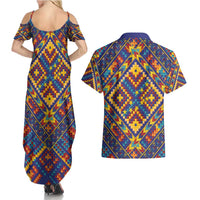 Kolose-Tuvalu Crochet Couples Matching Summer Maxi Dress and Hawaiian Shirt with Polynesian and Pacific Tattoos - Polynesian Pride