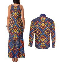Kolose-Tuvalu Crochet Couples Matching Tank Maxi Dress and Long Sleeve Button Shirt with Polynesian and Pacific Tattoos - Polynesian Pride