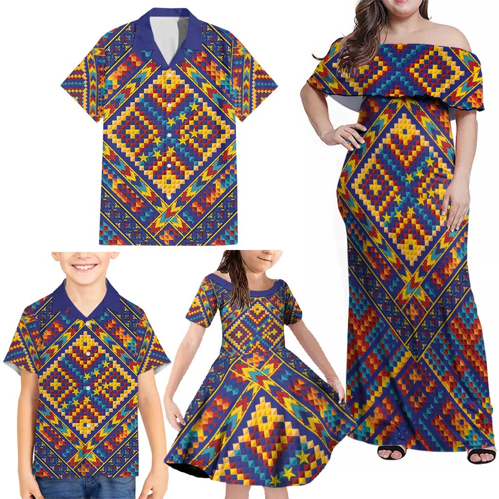 Kolose-Tuvalu Crochet Family Matching Off Shoulder Maxi Dress and Hawaiian Shirt with Polynesian and Pacific Tattoos - Polynesian Pride