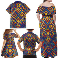 Kolose-Tuvalu Crochet Family Matching Off Shoulder Maxi Dress and Hawaiian Shirt with Polynesian and Pacific Tattoos - Polynesian Pride