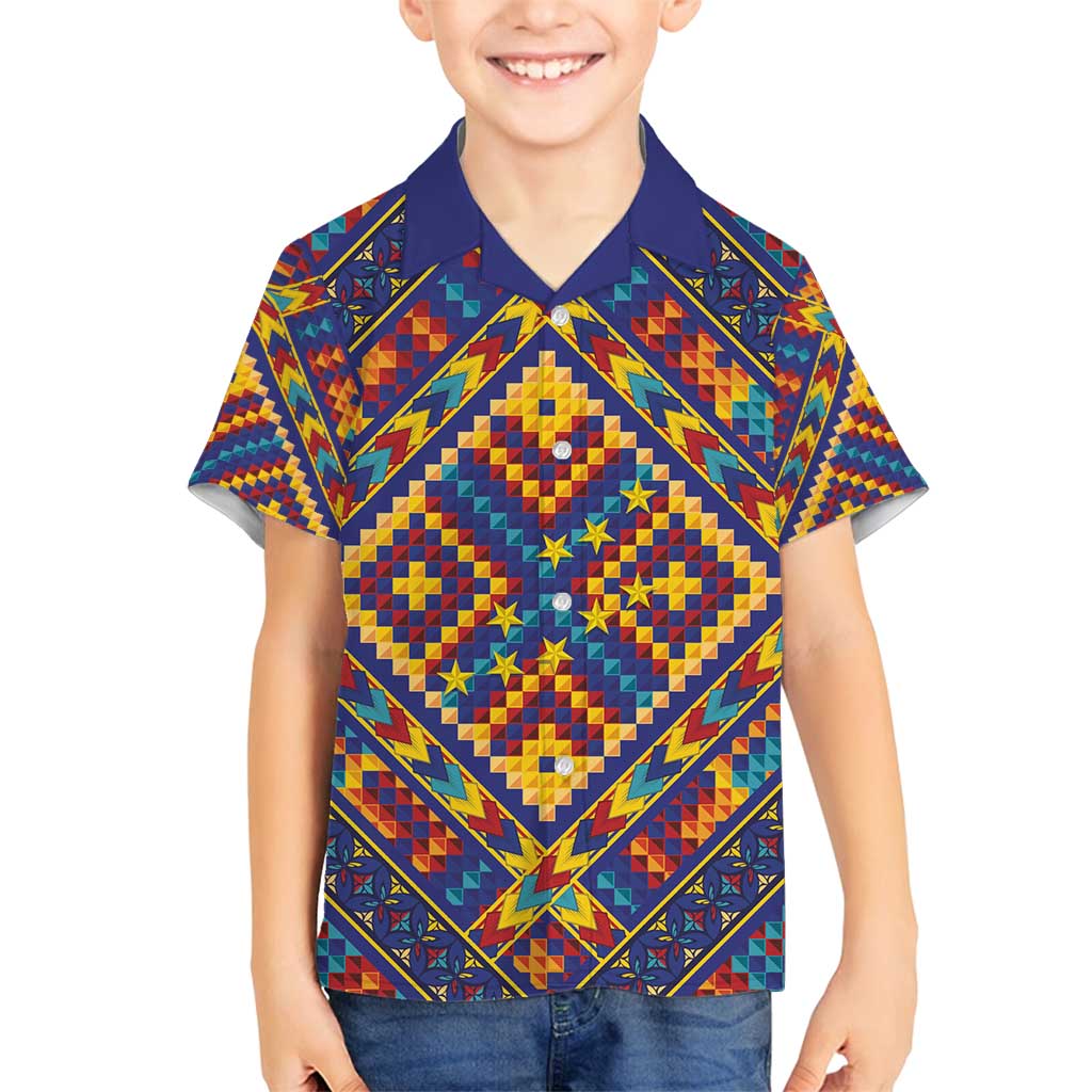 Kolose-Tuvalu Crochet Family Matching Summer Maxi Dress and Hawaiian Shirt with Polynesian and Pacific Tattoos LT03 Son's Shirt Navy - Polynesian Pride