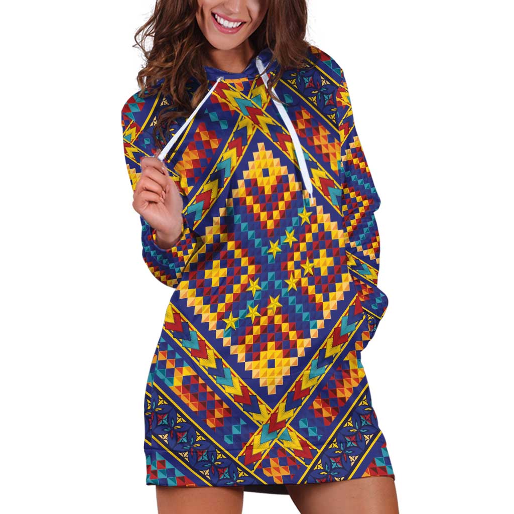 Kolose-Tuvalu Crochet Hoodie Dress with Polynesian and Pacific Tattoos