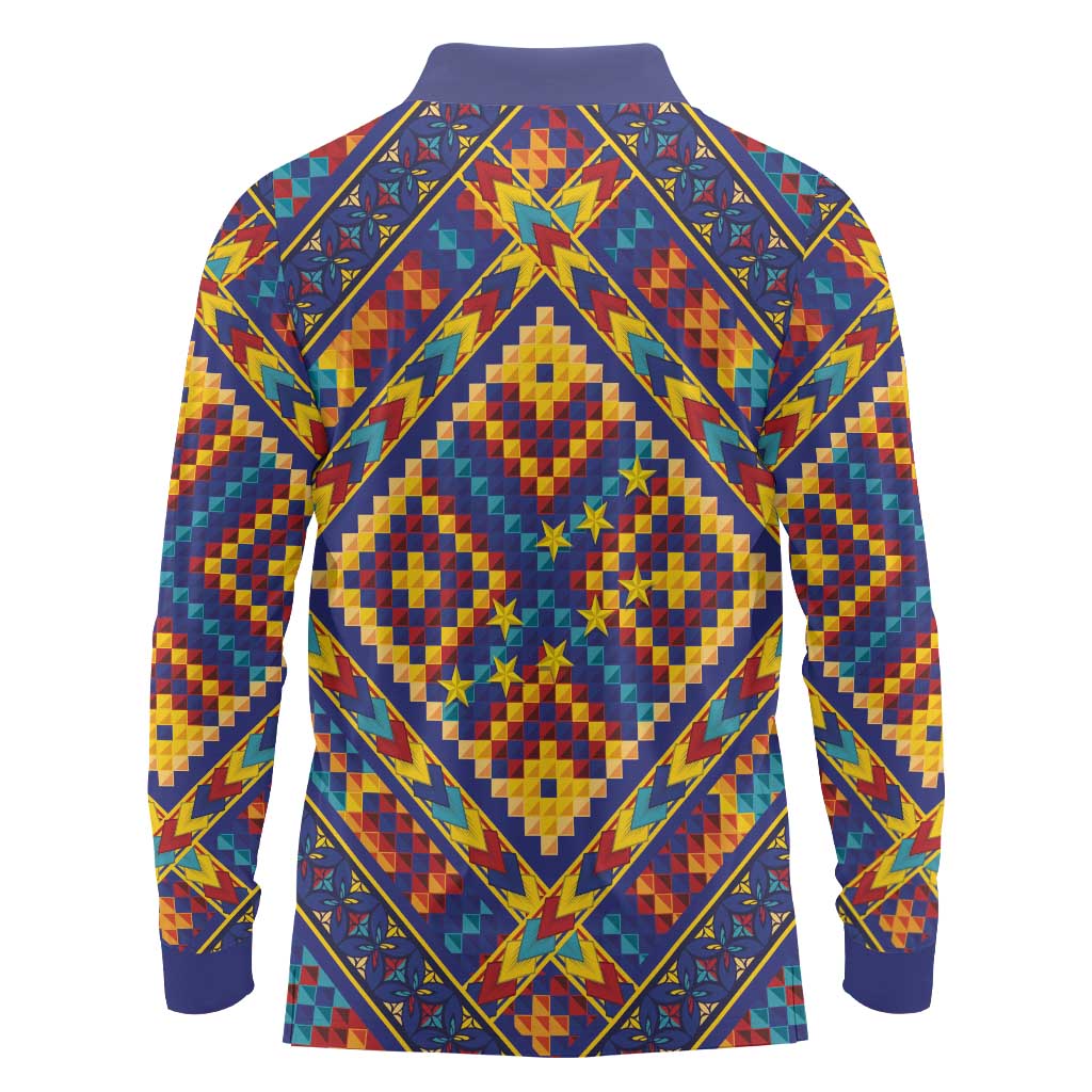 Kolose-Tuvalu Crochet Long Sleeve Polo Shirt with Polynesian and Pacific Tattoos - Polynesian Pride