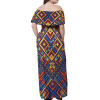 Kolose-Tuvalu Crochet Off Shoulder Maxi Dress with Polynesian and Pacific Tattoos - Polynesian Pride