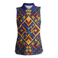 Kolose-Tuvalu Crochet Women Sleeveless Polo Shirt with Polynesian and Pacific Tattoos - Polynesian Pride