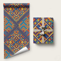 Kolose-Tuvalu Crochet Wrapping Paper with Polynesian and Pacific Tattoos LT03 58" × 23" Navy - Polynesian Pride