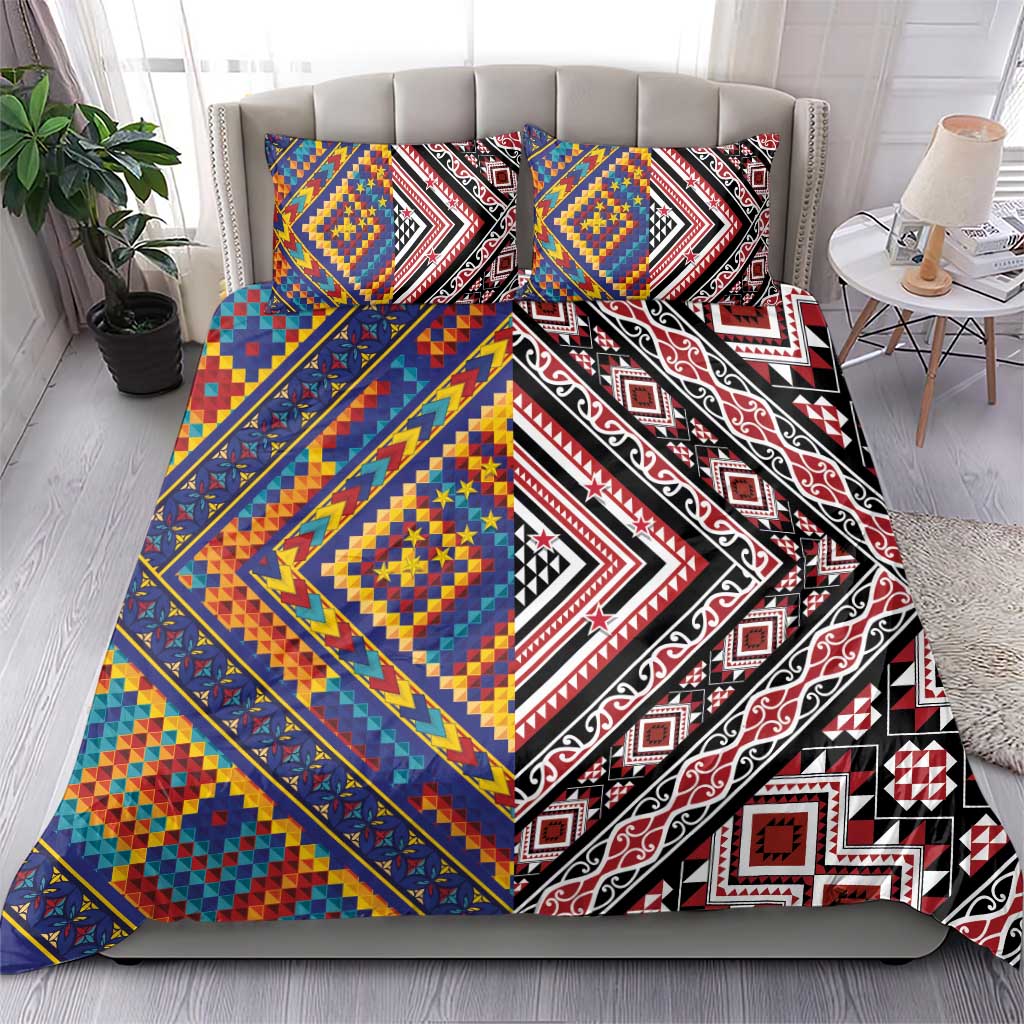Tuvaluan and New Zealand Culture Bedding Set The Art of Kolose and Taniko - Polynesian Pride