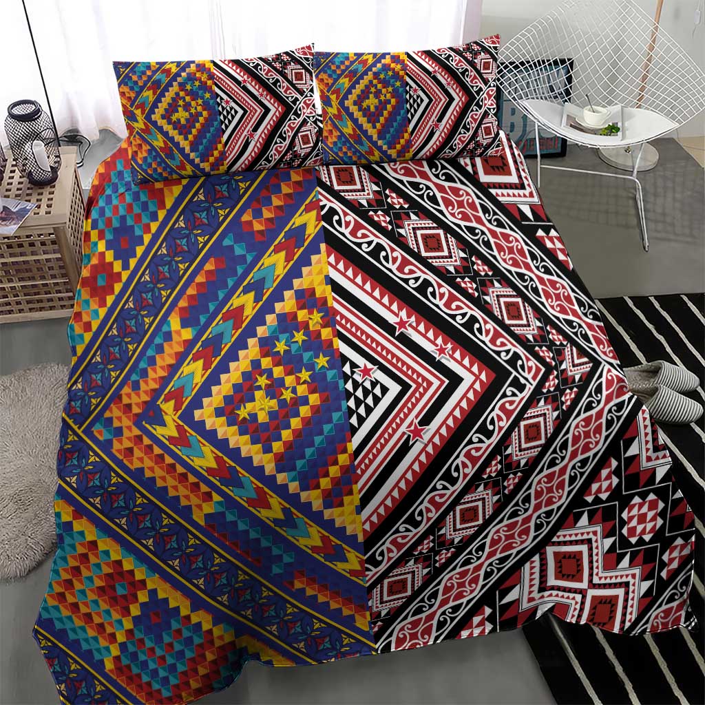 Tuvaluan and New Zealand Culture Bedding Set The Art of Kolose and Taniko - Polynesian Pride