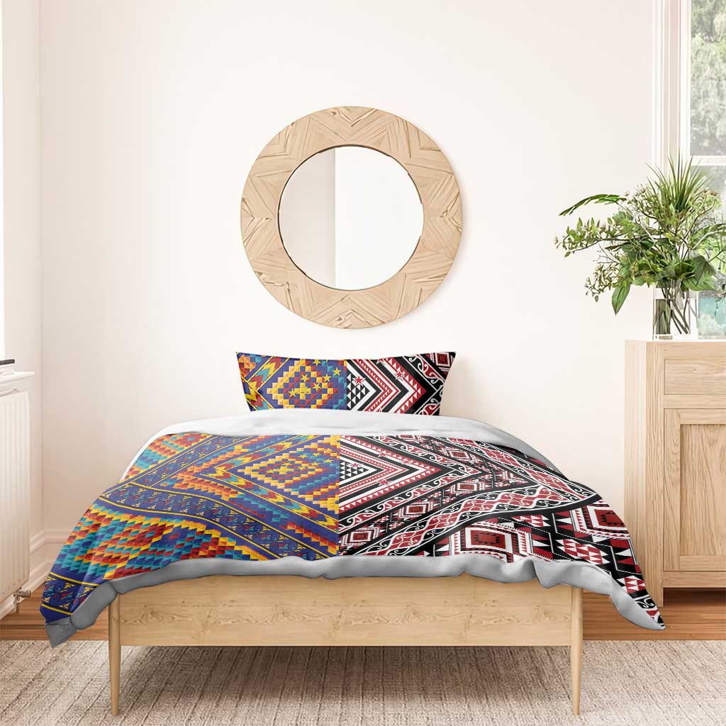 Tuvaluan and New Zealand Culture Bedding Set The Art of Kolose and Taniko - Polynesian Pride