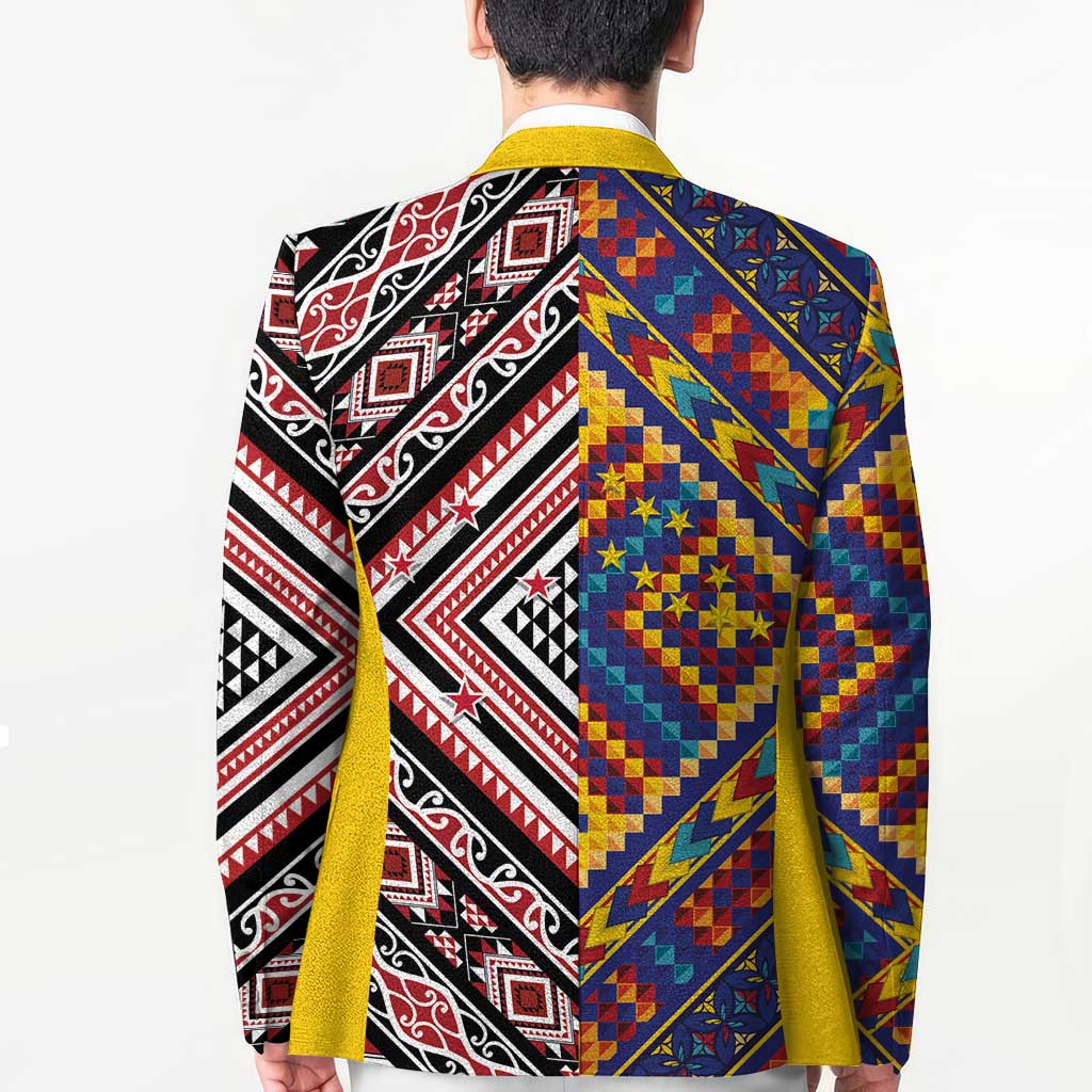 Tuvaluan and New Zealand Culture Blazer The Art of Kolose and Taniko - Polynesian Pride