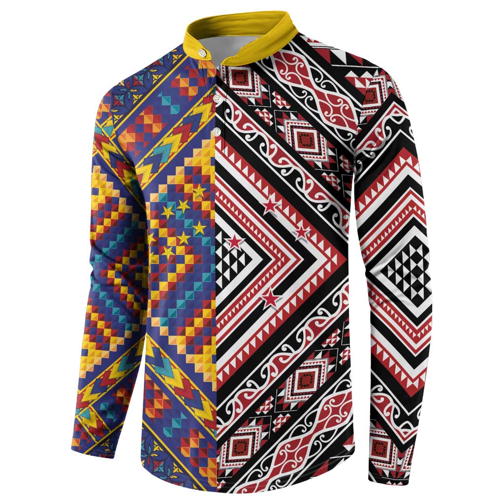 Tuvaluan and New Zealand Culture Button Sweatshirt The Art of Kolose and Taniko - Polynesian Pride