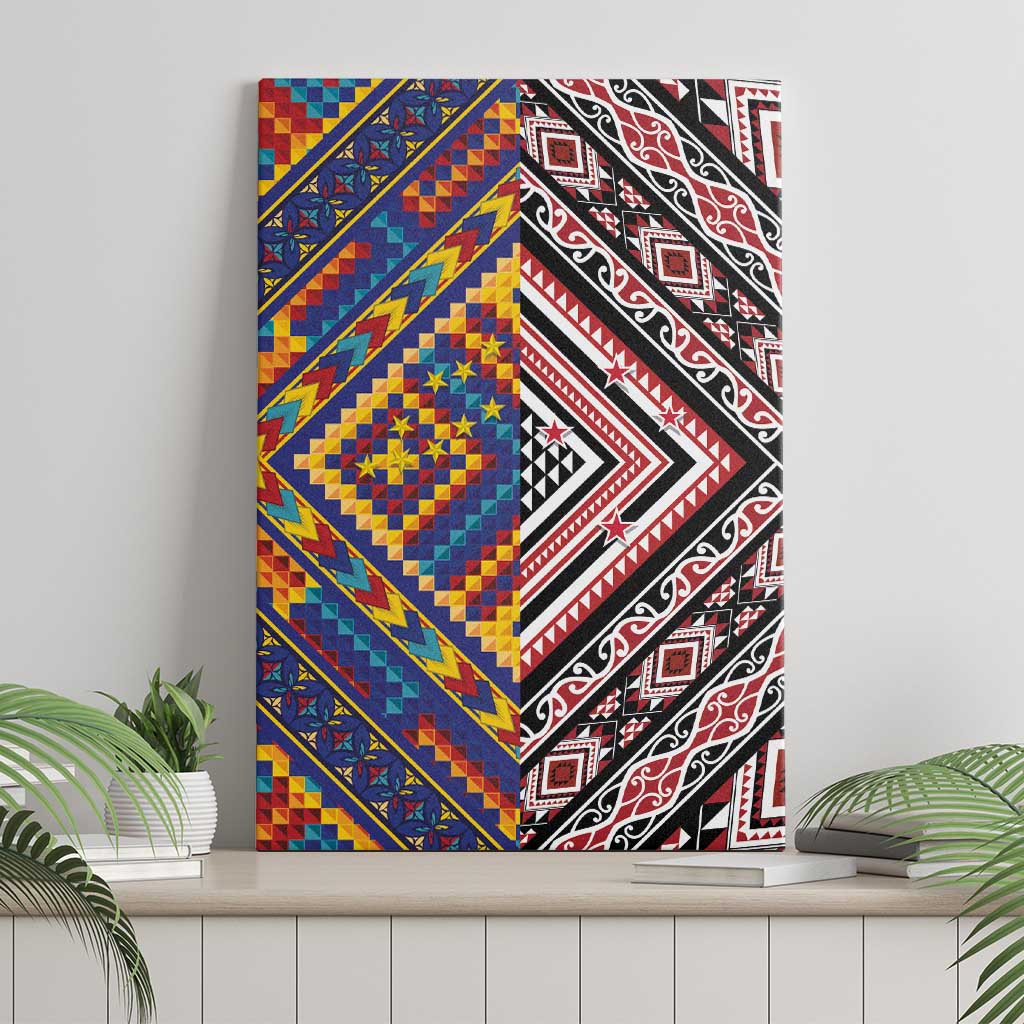 Tuvaluan and New Zealand Culture Canvas Wall Art The Art of Kolose and Taniko - Polynesian Pride