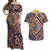 Tuvaluan and New Zealand Culture Couples Matching Off Shoulder Maxi Dress and Hawaiian Shirt The Art of Kolose and Taniko - Polynesian Pride