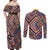 Tuvaluan and New Zealand Culture Couples Matching Off Shoulder Maxi Dress and Long Sleeve Button Shirt The Art of Kolose and Taniko - Polynesian Pride