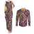 Tuvaluan and New Zealand Culture Couples Matching Tank Maxi Dress and Long Sleeve Button Shirt The Art of Kolose and Taniko - Polynesian Pride