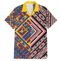 Tuvaluan and New Zealand Culture Family Matching Off The Shoulder Long Sleeve Dress and Hawaiian Shirt The Art of Kolose and Taniko - Polynesian Pride