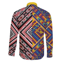 Tuvaluan and New Zealand Culture Family Matching Off The Shoulder Long Sleeve Dress and Hawaiian Shirt The Art of Kolose and Taniko - Polynesian Pride